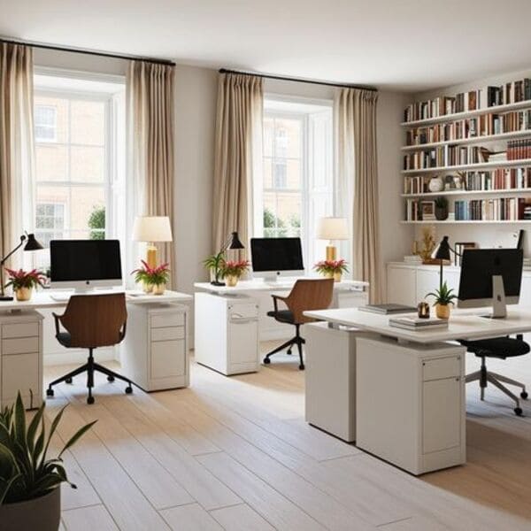 Espace de travail lumineux et neutre